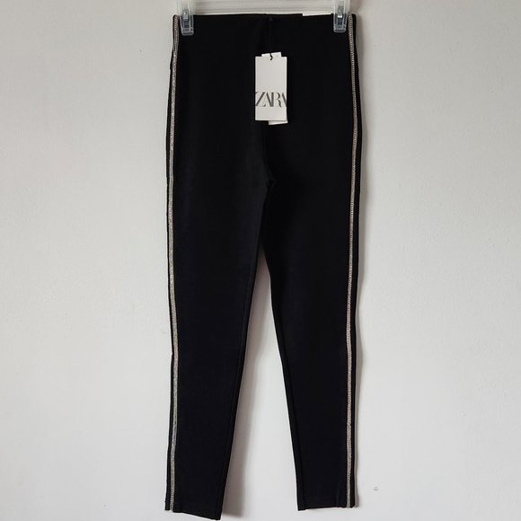 NWT Zara Sparkly Side Stripe Leggings - Picture 4 of 11